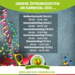 Unsere Öffnungszeiten an Karneval 2024 ...
